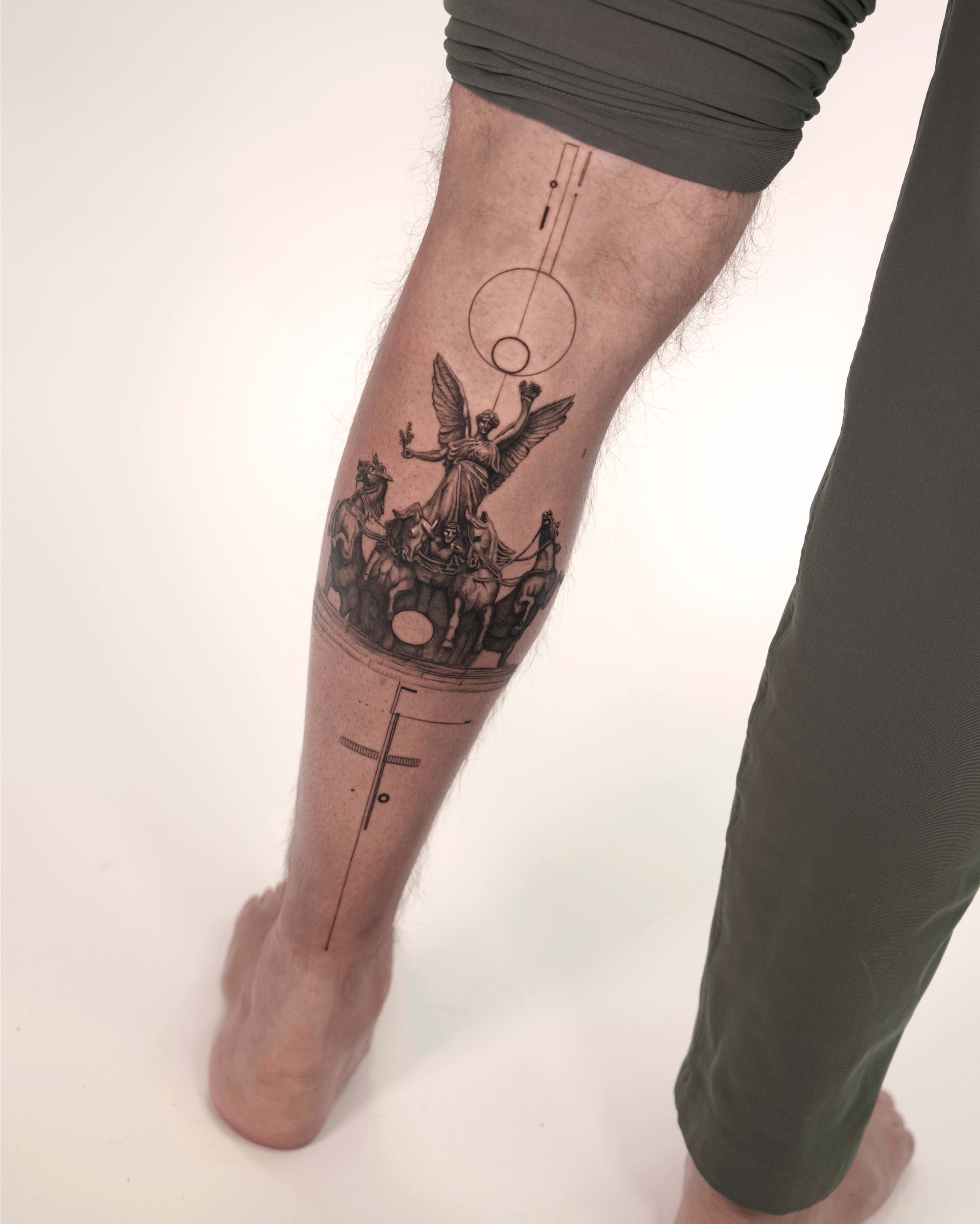 Black and grey tattoo session — precision needle work by JD Tattoo Art NYC